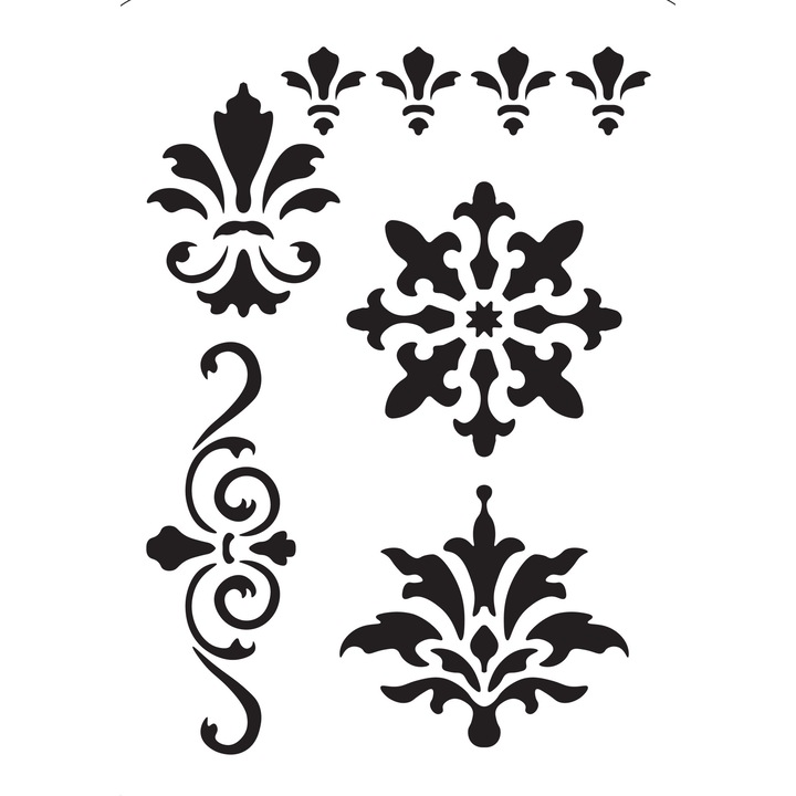 Sablon decorativ Baroque Kit, A4, reutilizabil, plastic