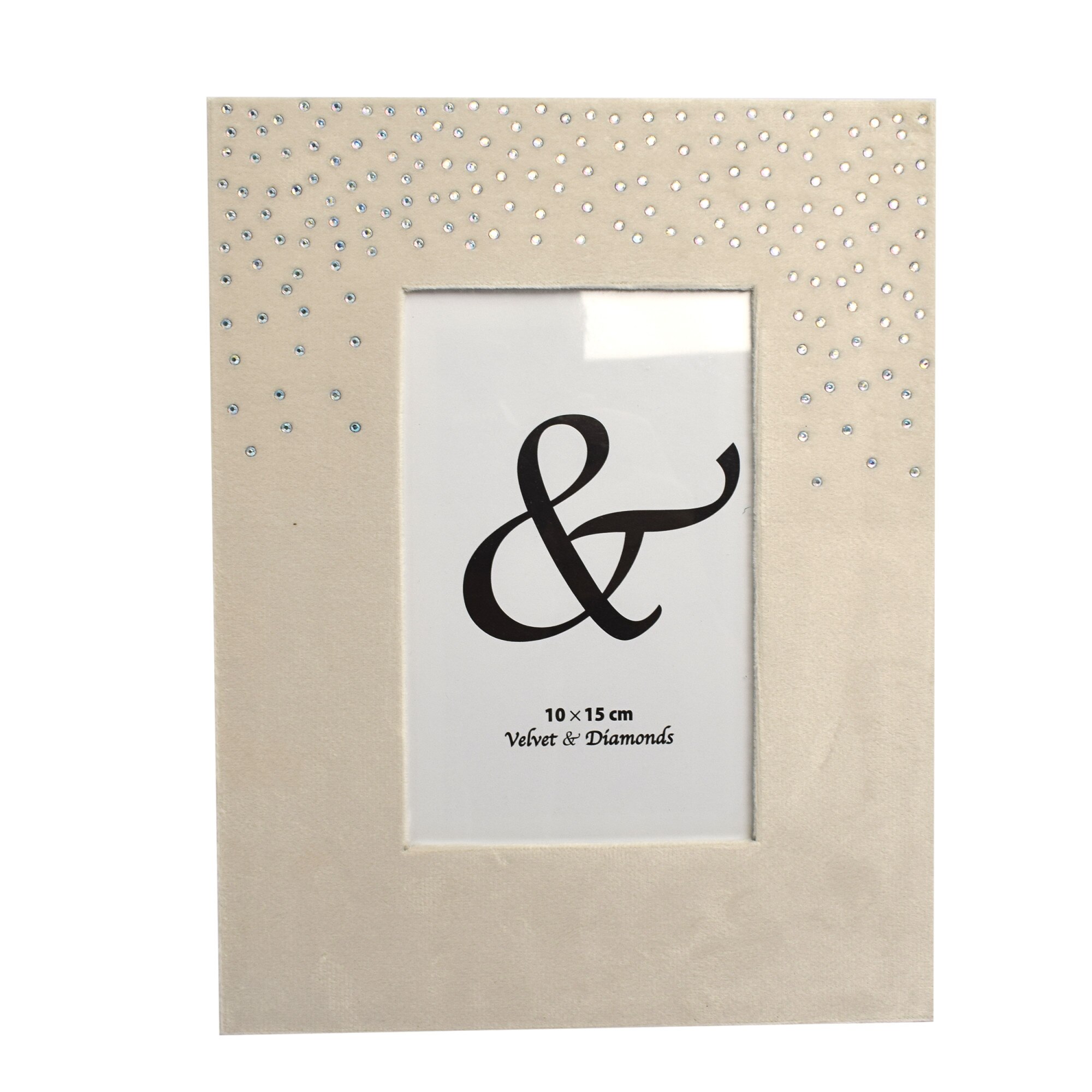 Rama foto din catifea cu pietricele Vellet & Diamonds, alb , 23 x 18 cm