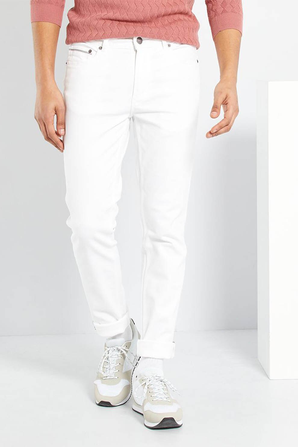 KIABI, Blugi slim fit cu talie medie, Alb