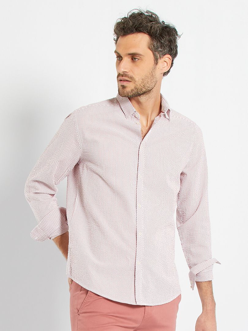 KIABI, Camasa regular fit cu guler clasic, Roz prafuit