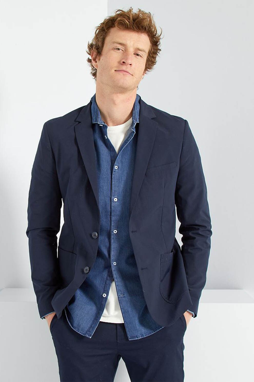 KIABI, Sacou cu buzunare aplicate, Bleumarin