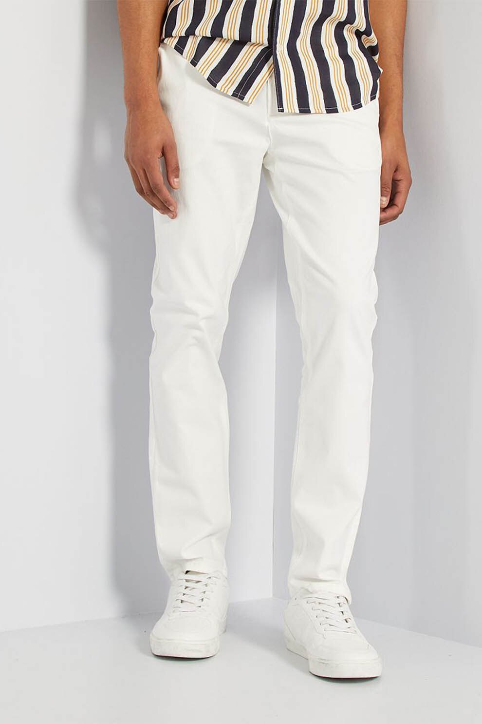 KIABI, Pantaloni chino slim fit, Alb