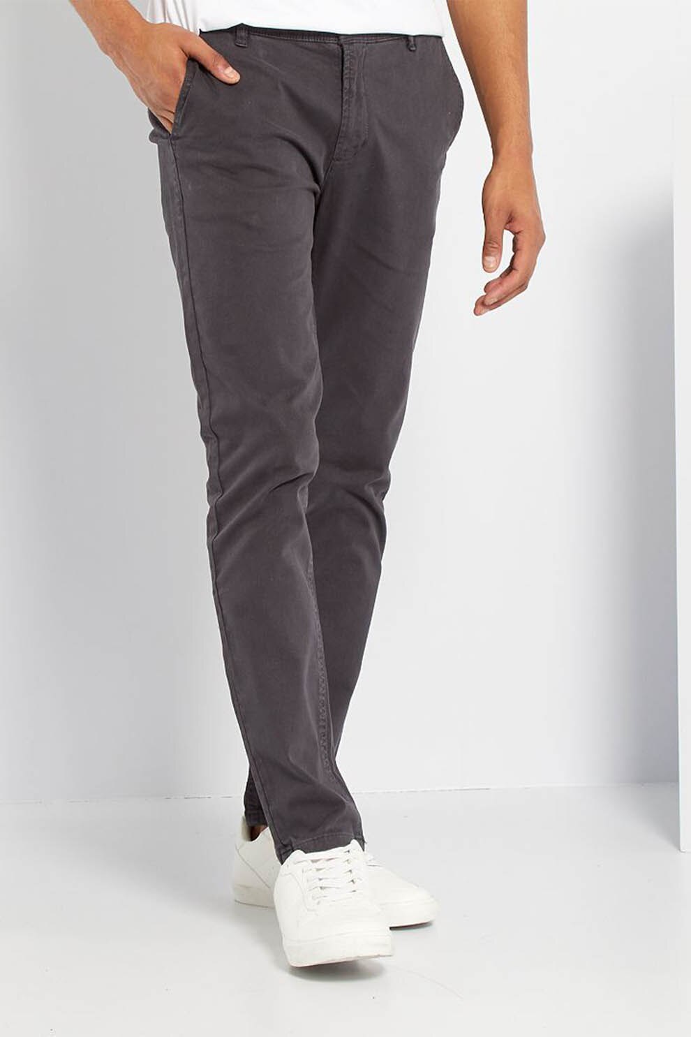 KIABI, Pantaloni chino slim fit, Gri inchis