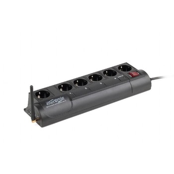 Priza inteligenta Gembird, Schuko x 6, conectare prin Schuko tata, cablu 1.8 m, 10 A, protectie supratensiune, Negru Priza inteligenta Gembird, Schuko x 6, conectare prin Schuko tata, cablu 1.8 m, 10 A, protectie supratensiune, Negru