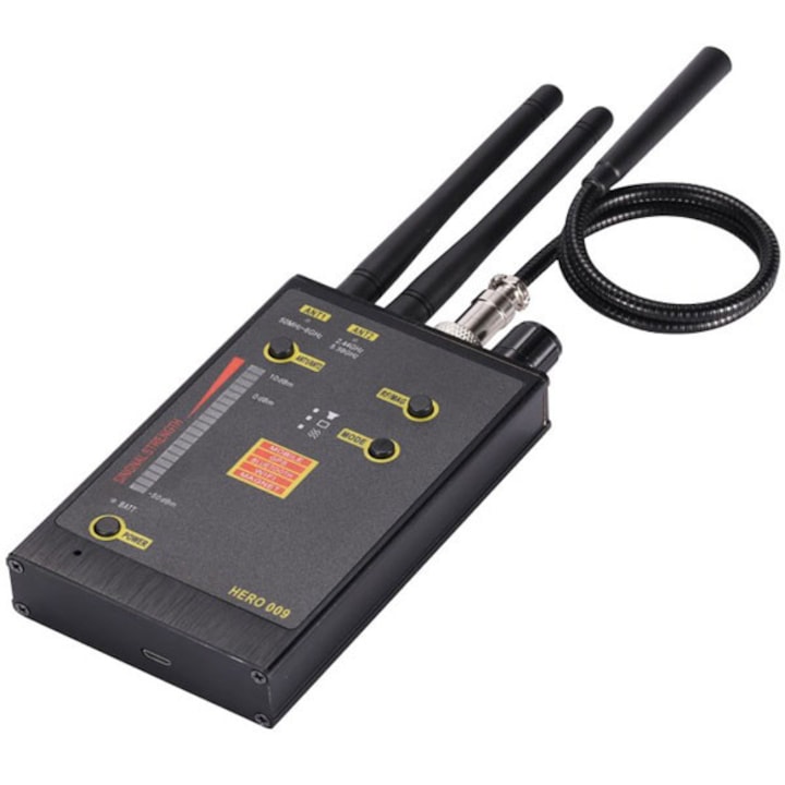 Detector profesional de microfoane GSM 3G/4G LTE, Bluetooth si WiFi iUni RF009, detector unde magnetice si electromagnetice