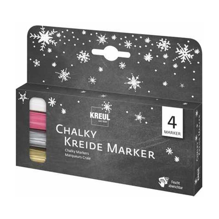 Set 4 markere cu vopsea cretoasa, Winter C. Kreul