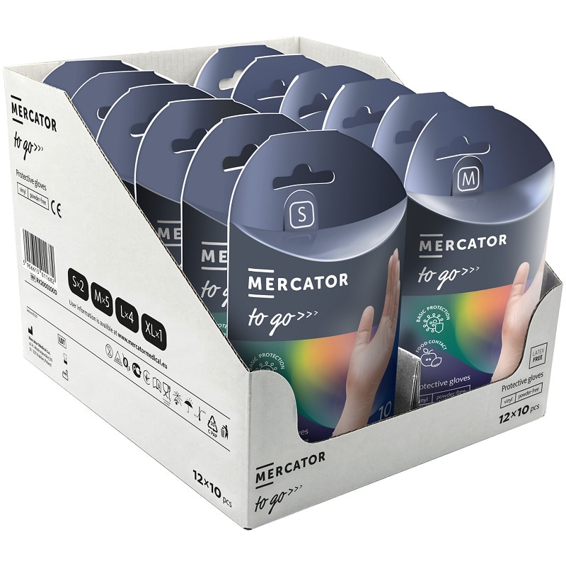 Manusi Vinil, Nepudrate, 10 bucati/set, 12 seturi Marimi Variate, Transparente