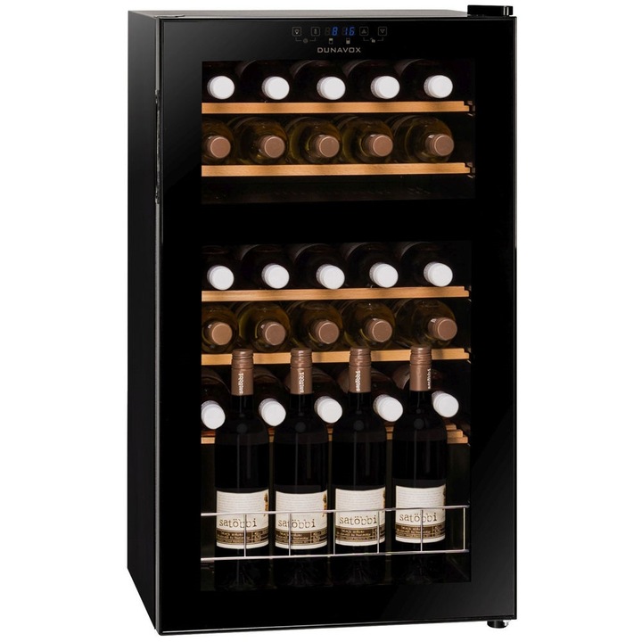 Racitor de vin cu compresor, Dunavox, DXFH-30.80, 30 sticle, 2 zone de temperatura, de sine statator