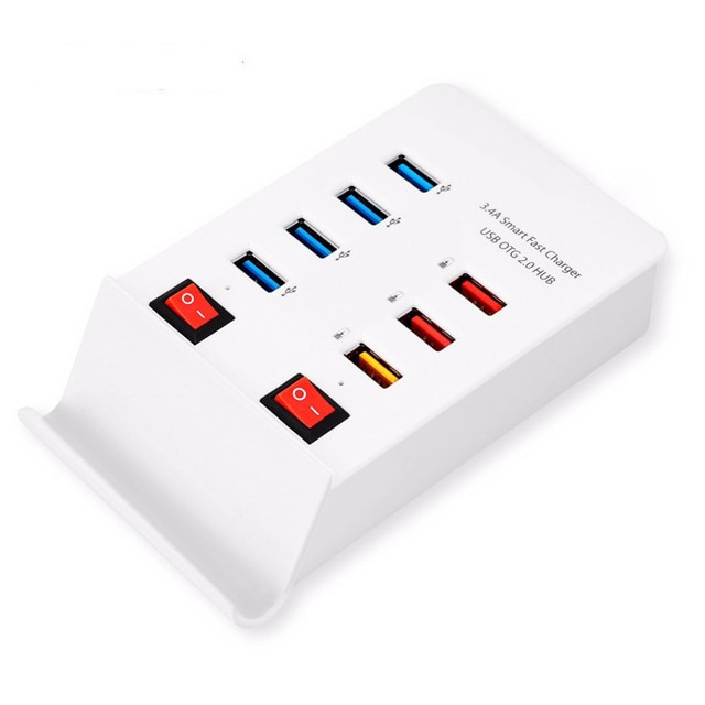 Hub USB cu 7 porturi, USB 2.0, 480Mbps, Alb