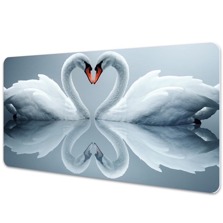 Mapa birou. din PVC. pentru protectie masa. Lebedele. Alb. 120 cm x 60 cm. 010250300030100002226