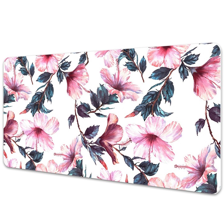 Mapa PVC pentru birou. Flori De Hibiscus. Roz. 90 cm x 45 cm. 010250300040100010811