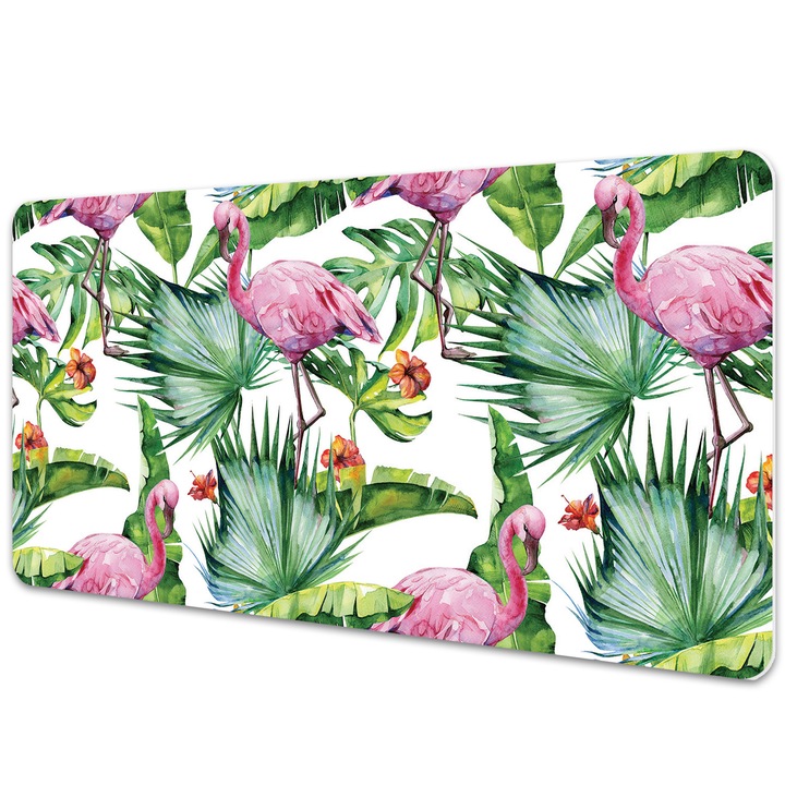 Mouse Pad Protectie Birou, model cu frunze, flori si flamingo, bmat-2637, 100x50cm