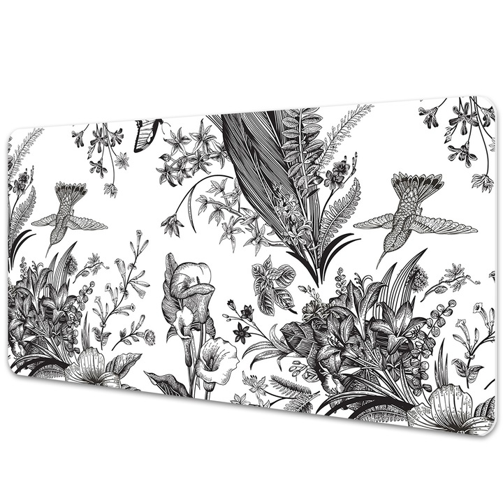 Mouse Pad Protectie Birou, model cu frunze si flori, bmat-2693, 100x50cm