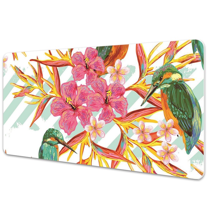 Mouse Pad Protectie Birou, model cu pasari, multicolor, bmat-2718, 90x45cm