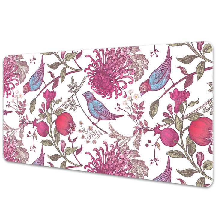 Mouse Pad Protectie Birou, model cu flori si pasari, bmat-2869, 100x50cm