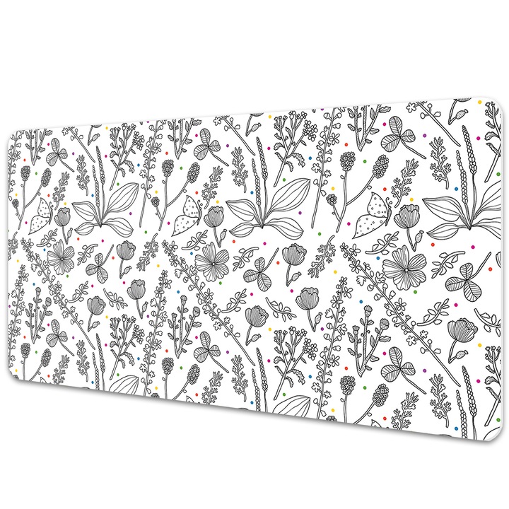 Mapa birou. protectie pentru birou. Flori Si Puncte. Alb-Negru. 90 cm x 45 cm. 010250300040100011129