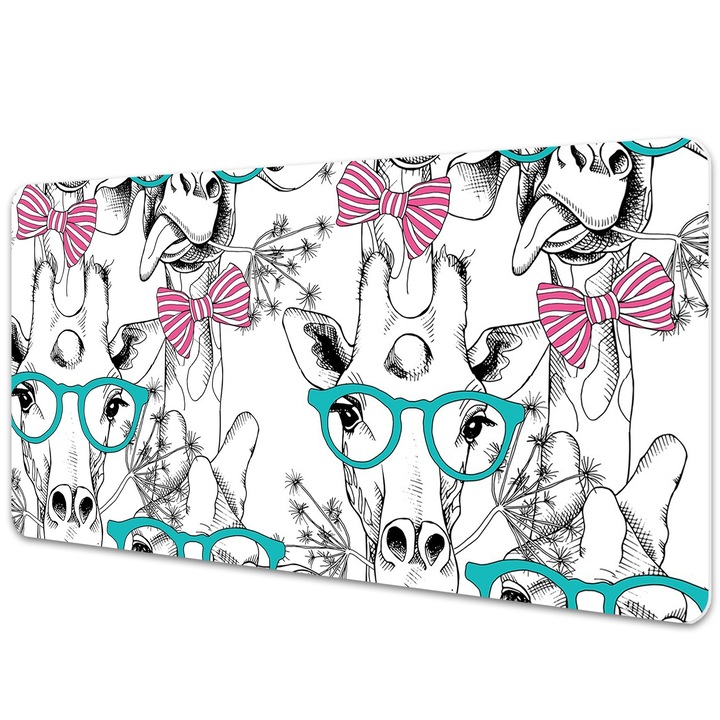 Mapa birou. protectie pentru birou. Girafa Hipster. Alb-Negru. 90 cm x 45 cm. 010250300040100011163