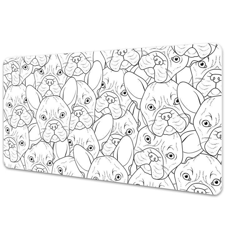 Mapa birou. protectie birou. Caine Bulldog. Alb-Negru. 90 cm x 45 cm. 010250300040100011170