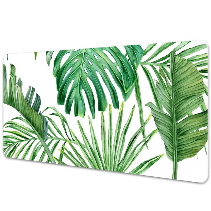 Mapa birou. protectie pentru birou. Palma Si Monstera. Verde. 90 cm x 45 cm. 010250300040100011400