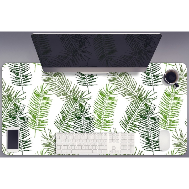 Mouse Pad Protectie Birou, model cu frunze si pasari tucan, bmat-3073, 120x60 cm