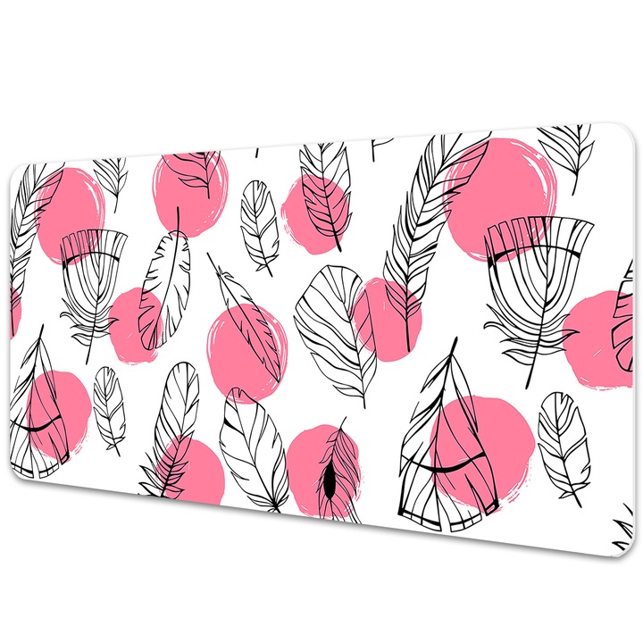 Mapa birou. protectie pentru birou. Pene Si Puncte. Roz. 90 cm x 45 cm. 010250300040100012312