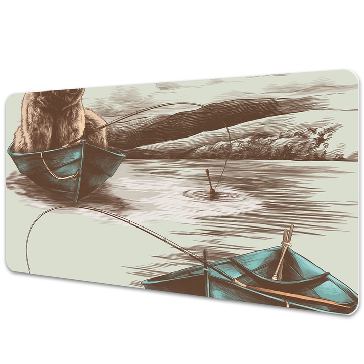 Mouse Pad Protectie Birou, urs la pescuit, bmat-3826, 90x45cm