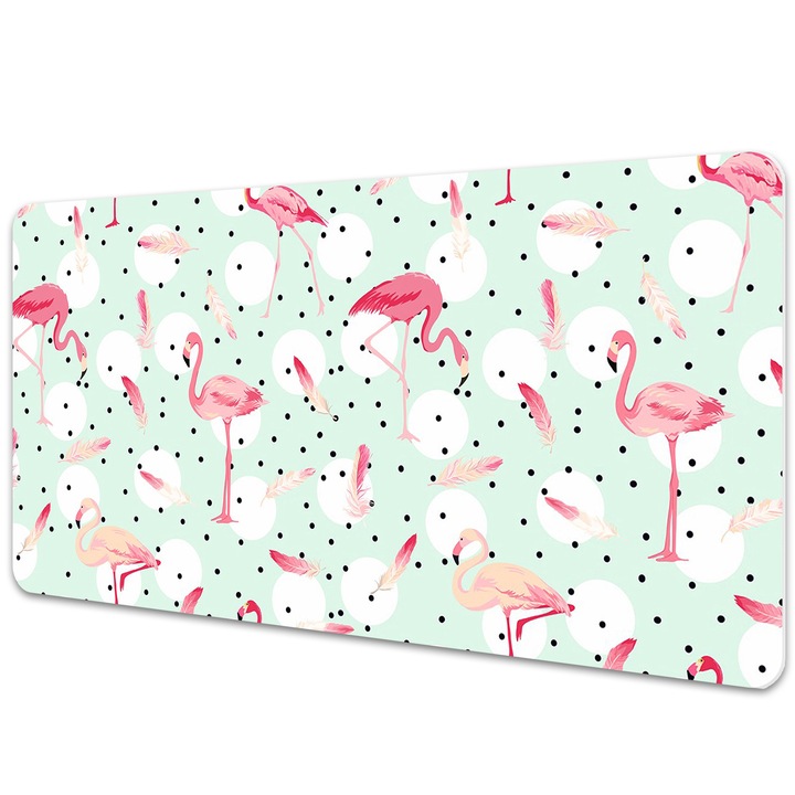 Mapa birou. protectie birou. Flamingos Si Puncte. Turcoaz. 120 cm x 60 cm. 010250300030100012832