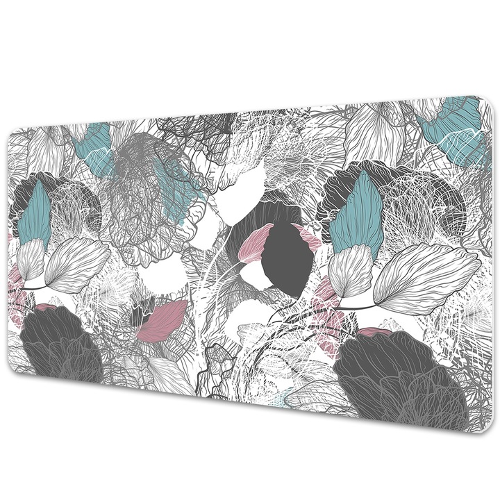 Mapa PVC pentru birou. Model Floral. Gri. 90 cm x 45 cm. 010250300040100012829