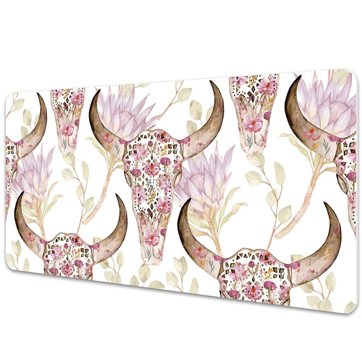 Mouse Pad Protectie Birou, cranii si flori, bmat-4016, 90x45cm