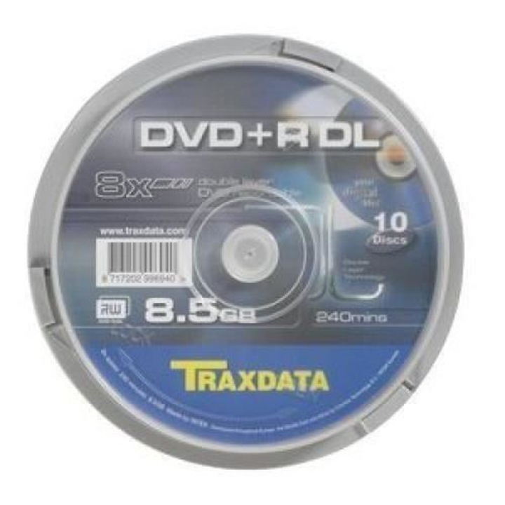DVD+R Traxdata, double layer 8x, 8,5 gb, 10 buc.