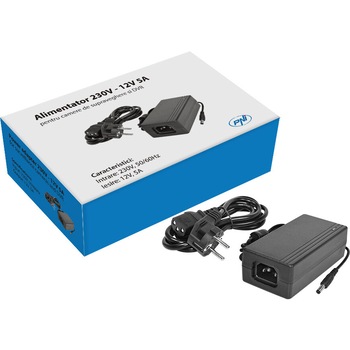 Alimentator PNI 230V - 12V 5A pentru camere de supraveghere si DVR Alimentator PNI 230V - 12V 5A pentru camere de supraveghere si DVR