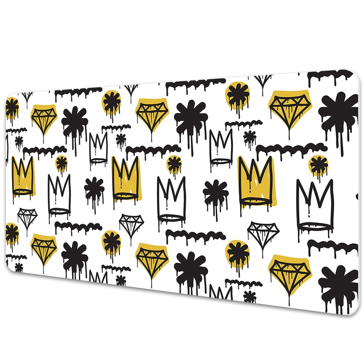 Mapa birou. protectie pentru birou. Coroana Graffiti. Galben. 120 cm x 60 cm. 010250300030100013141