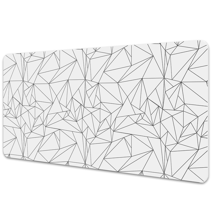Mapa birou. din PVC. pentru protectie masa. Triunghiuri Simple. Alb-Negru. 120 cm x 60 cm. 010250300030100013096