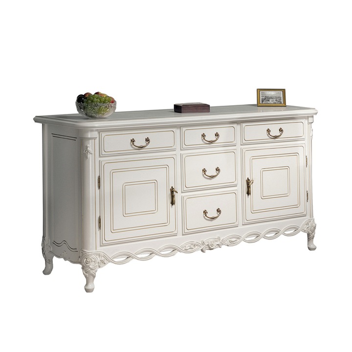 Bufet 2 usi 5 sertare - Flora, Simex, Alb, 1710 x 600 mm