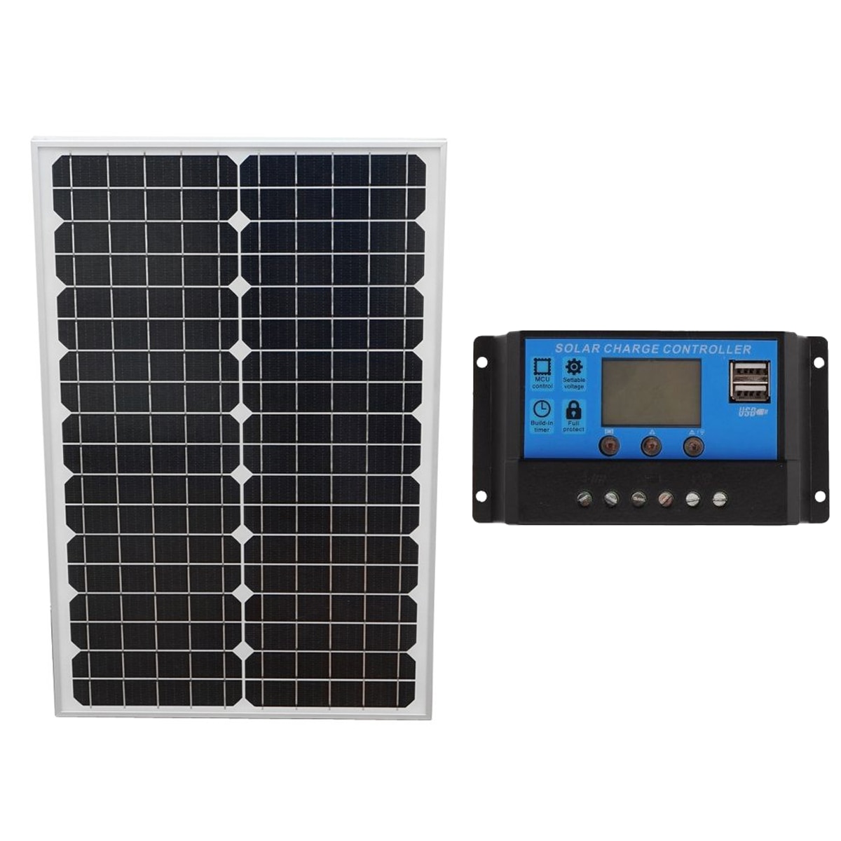 Kit Panou solar 30W, brand PYRAMID®, fotovoltaic, monocristalin, controller 30A 12/24V , cablu de conectare, tensiune maxima 18V, PS-PYR30