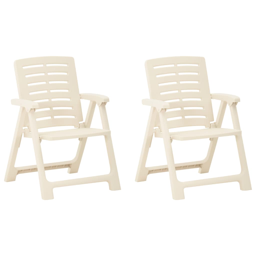 Set de 2 scaune pliabile de gradina, vidaXL, Plastic, 56 x 59 x 82 cm, Alb