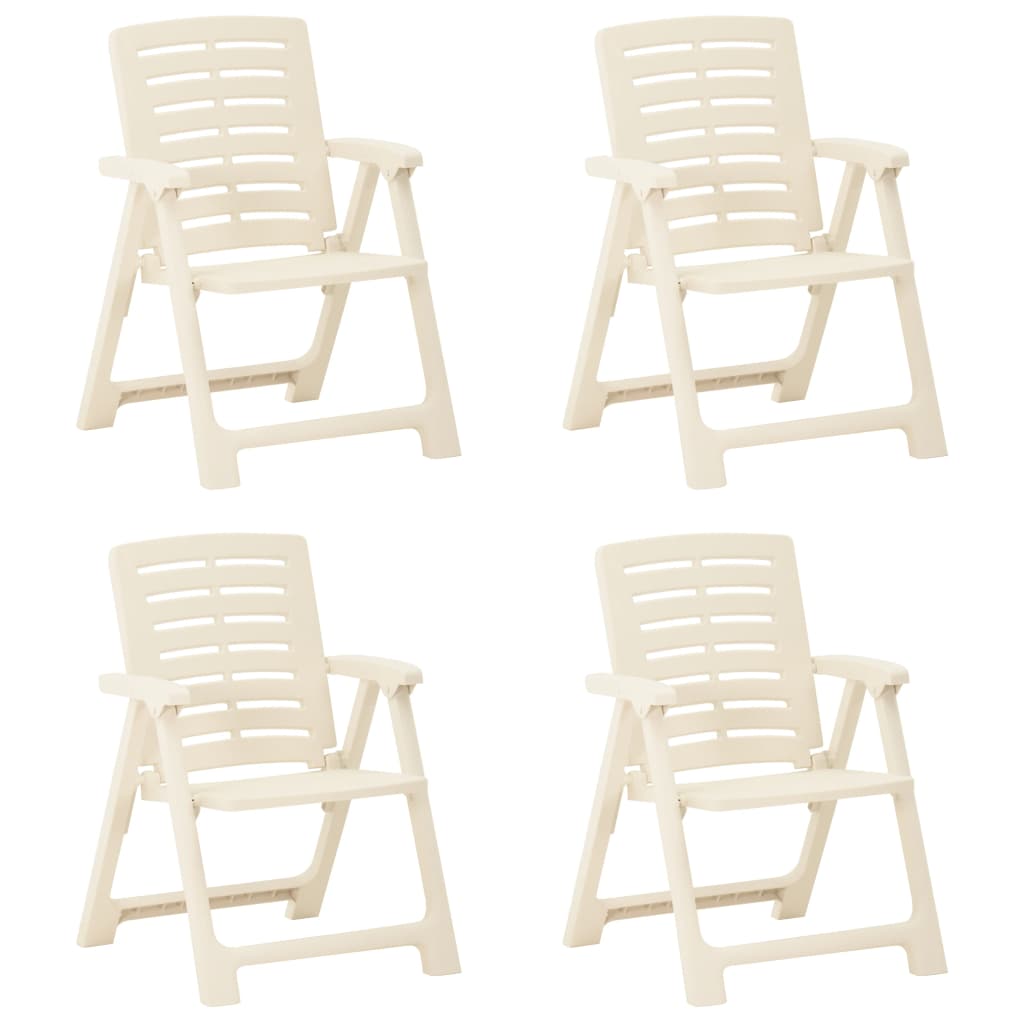 Set de 4 scaune pliabile de gradina, vidaXL, Plastic, 56 x 59 x 82 cm, Alb