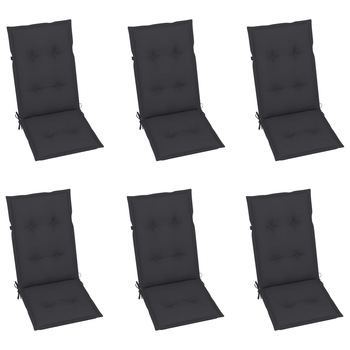 Set de 6 perne de scaun de gradina vidaXL, Poliester, 120 x 50 x 7 cm, Gri antracit Set de 6 perne de scaun de gradina vidaXL, Poliester, 120 x 50 x 7 cm, Gri antracit