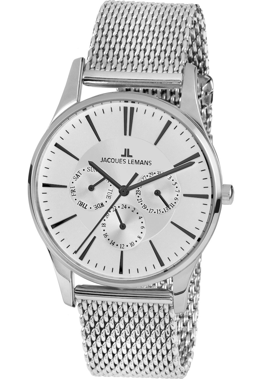 Ceas analogic unisex, Jacques-Lemans, 1-1951F, 40 mm, Argintiu