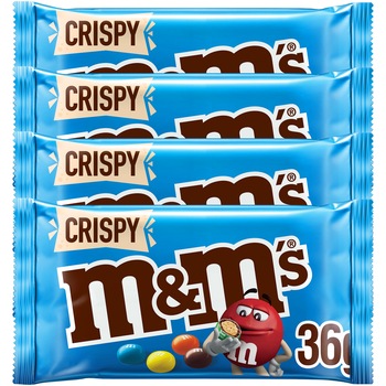 Bomboane cu miez din orez crocant in ciocolata cu lapte M&M's Crispy, 4x36g, 144g Bomboane cu miez din orez crocant in ciocolata cu lapte M&M's Crispy, 4x36g, 144g