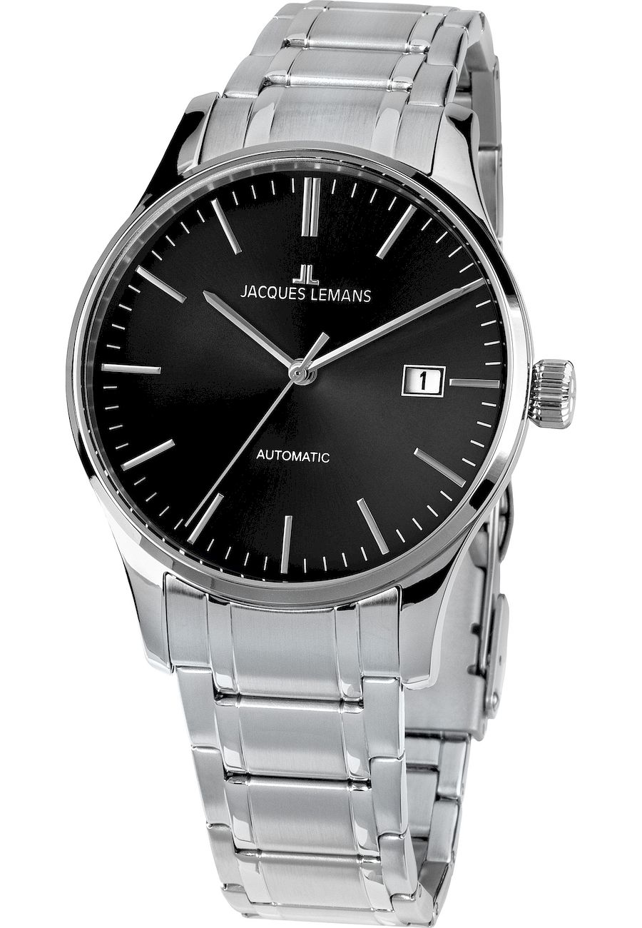 Ceas analogic barbatesc, Jacques-Lemans, 1-2073G, 40 mm, Argintiu/Negru