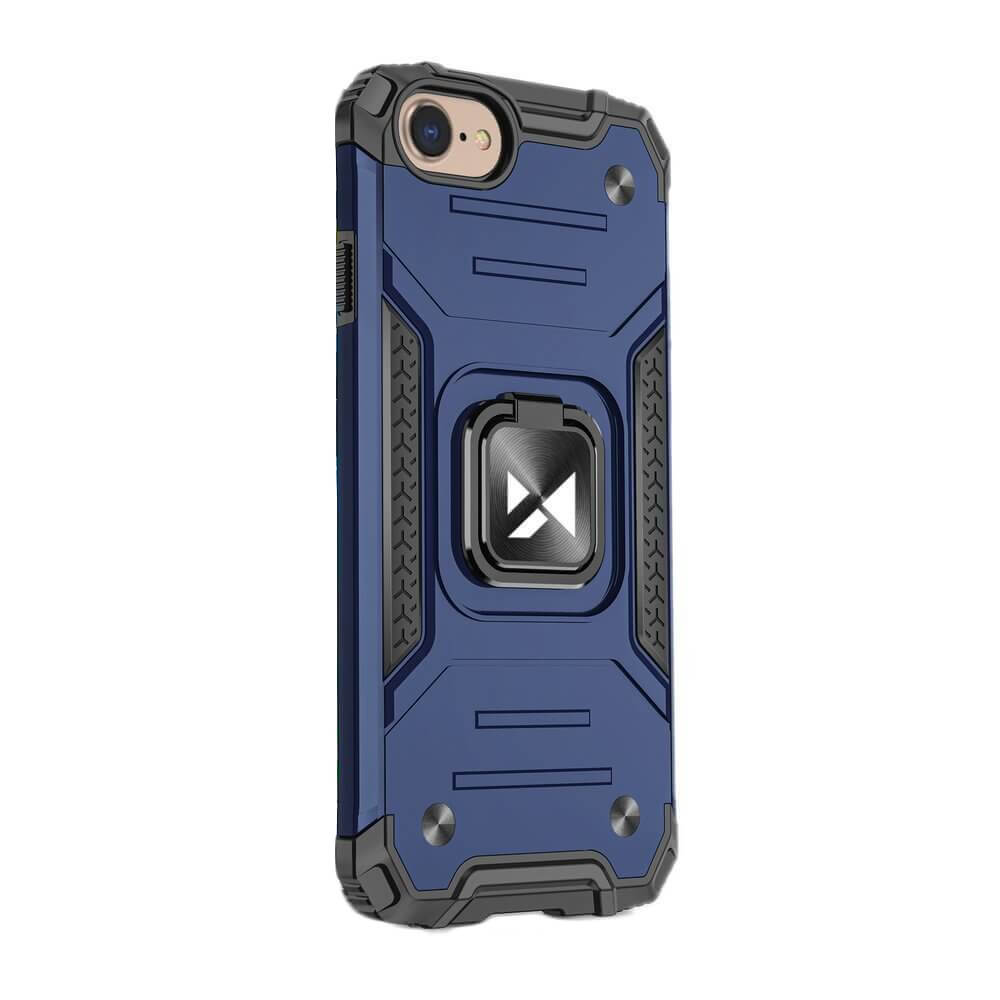 Husa Compatibila iPhone SE 2020 / iPhone 8 / iPhone 7, Ring Armor Case Kickstand, Wozinsky, Albastru