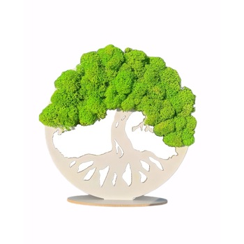 Tablou copacul vietii alb cu licheni naturali stabilizati, Green Light, 20 cm Tablou copacul vietii alb cu licheni naturali stabilizati, Green Light, 20 cm