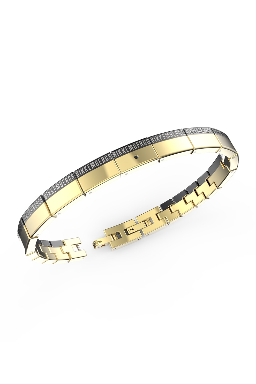 Bikkembergs, Bratara de otel inoxidabil decorata cu un diamant, Auriu/Negru