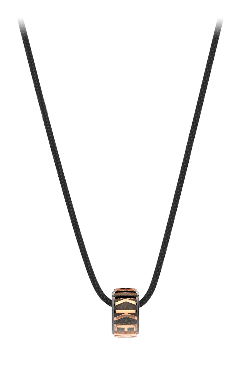 Bikkembergs, Colier cu pandantiv cu logo in relief, Negru/Auriu rose