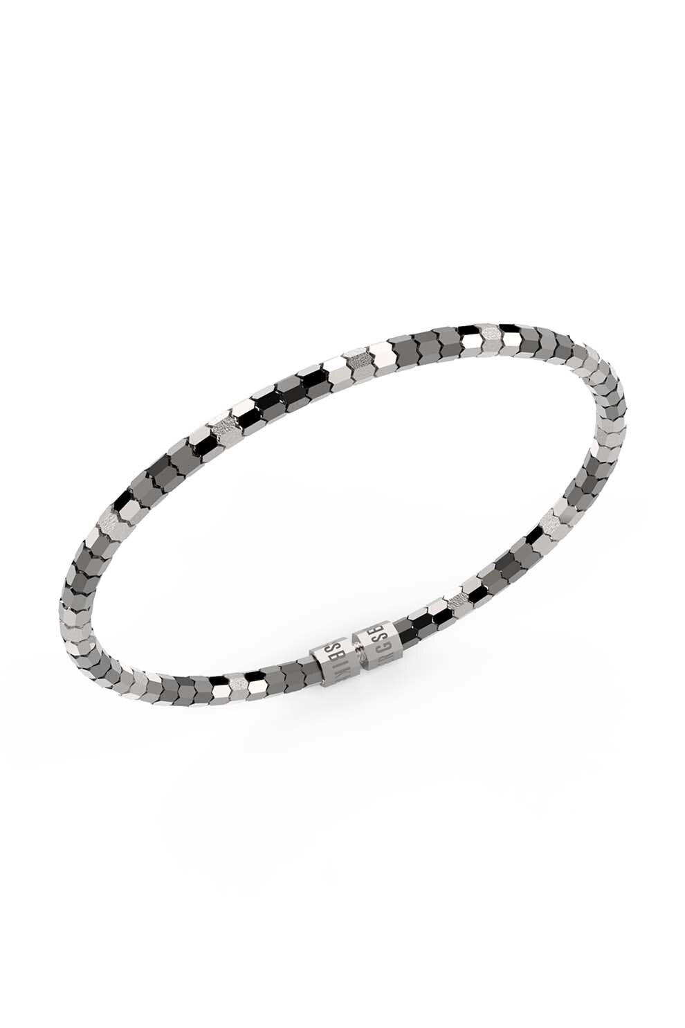 Bikkembergs, Bratara de otel inoxidabil cu doua nuante, Argintiu/Gri inchis