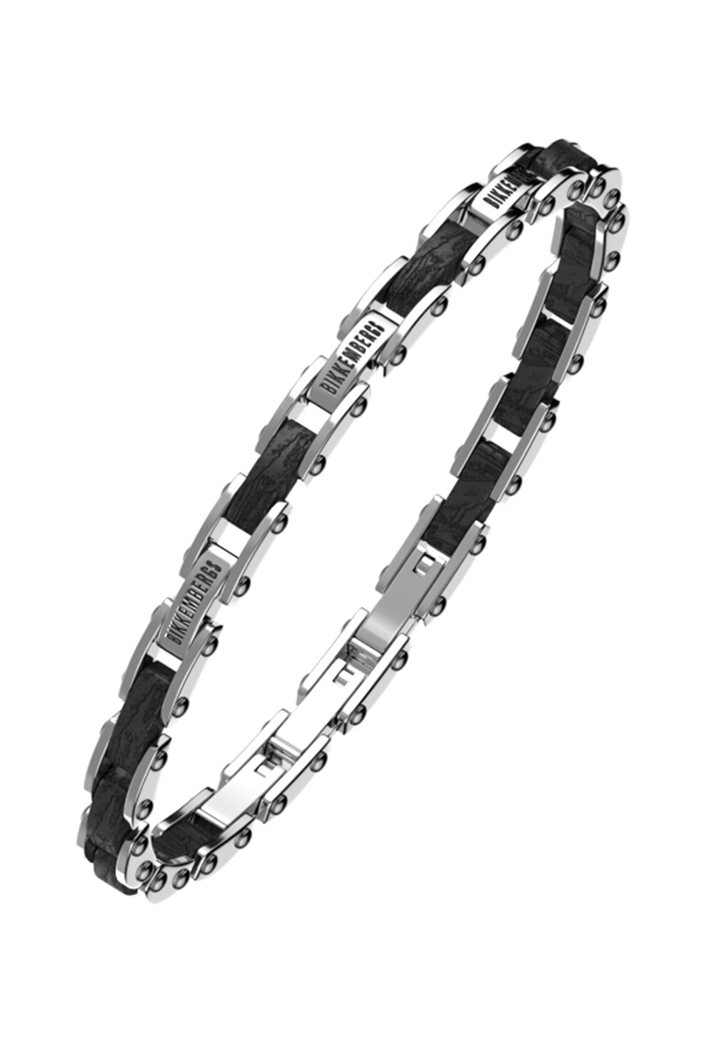 Bikkembergs, Bratara metalica cu logo, Argintiu/Negru