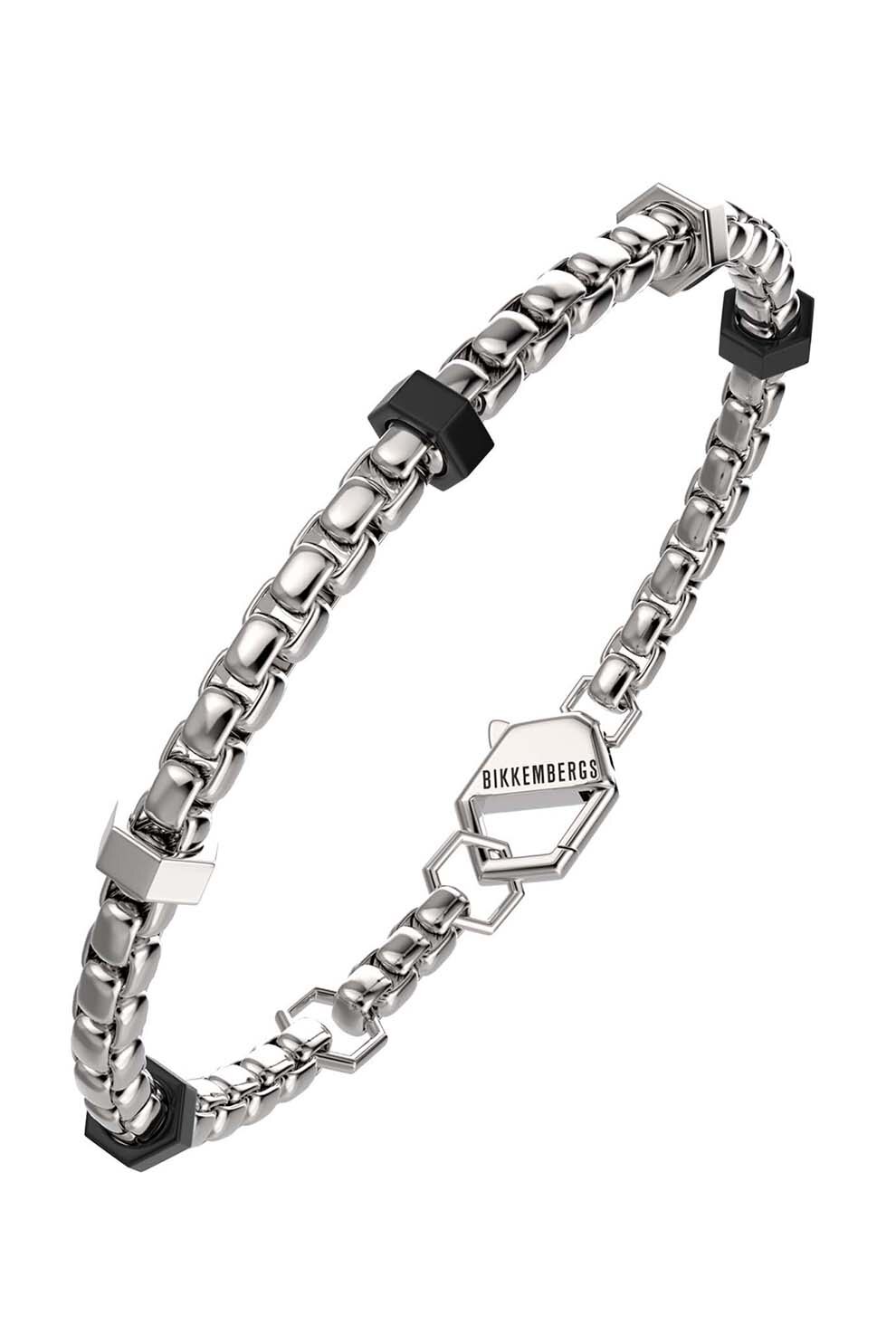Bikkembergs, Bratara de otel inoxidabil, Argintiu/Negru