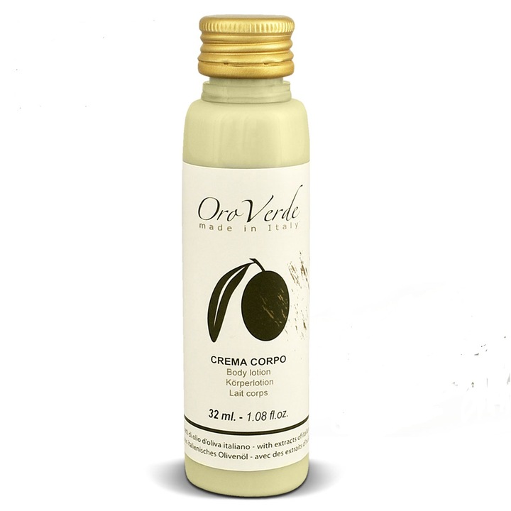 Комплект от 100 части Крем за тяло за хотел GREEN GOLD, 32 мл, със зехтин