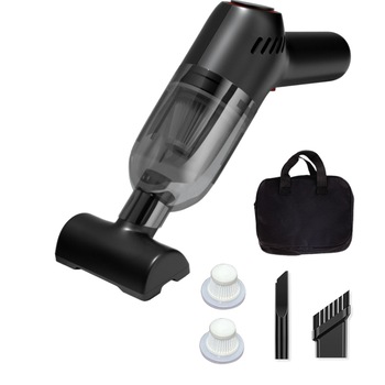 Kit aspirator portabil fara fir, mini, 8000Pa, sac de depozitare / 2 cutii de filtrare, Negru Kit aspirator portabil fara fir, mini, 8000Pa, sac de depozitare / 2 cutii de filtrare, Negru